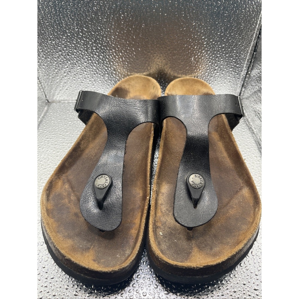 Birkenstock Gizeh‎ Black Leather Thong Sandals Womens Size 36 L5 M3 230mm